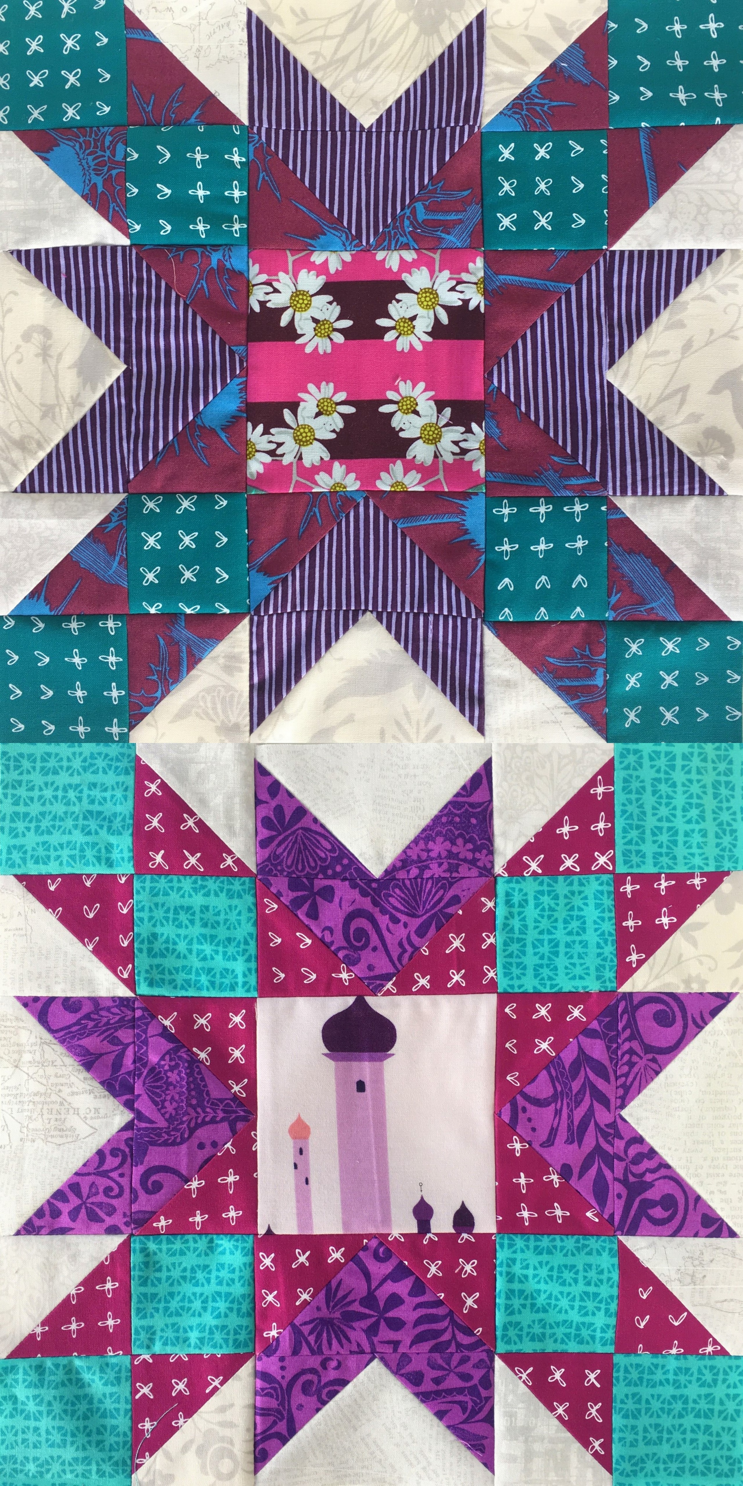 Fussy Cut Double Star Blocks Blossom Heart Quilts